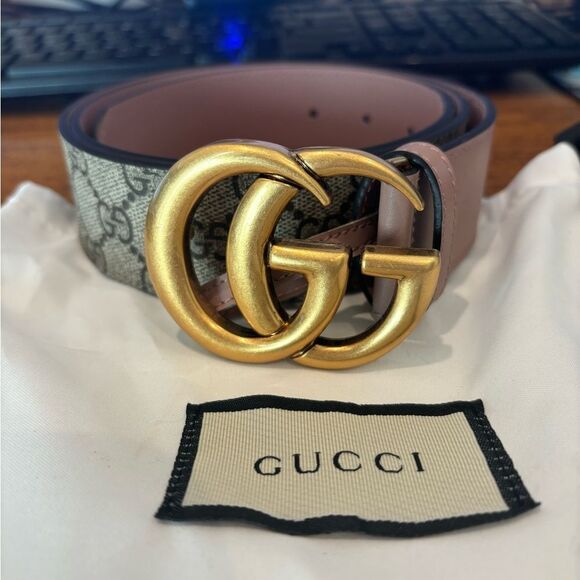 Gucci Marmont dusty rose tan belt size 95/38 - Picture 1 of 11